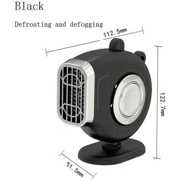 12V/120W automatiska vindruteavfrostare, bärbar bilvärmare, för bilvindruta, Snabbupptining, svart