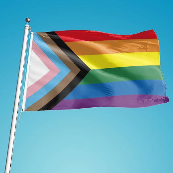 Progress Pride -lippu, sateenkaaren eloisia värejä