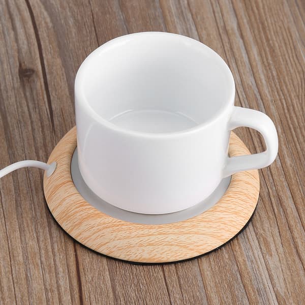 USB Koppvarmer i treimitasjon, varmematte for drikkekopp, kaffevarmere, lys treimitasjon