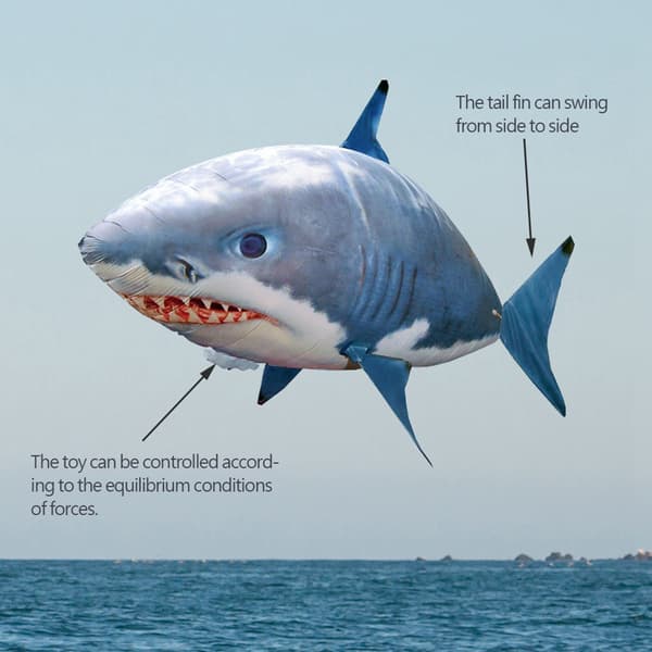 Uppblåsbar RC Flying Shark - Blåhajleksak för barn