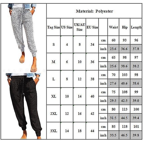 Stretch-träningsbyxor i leopard med dragsko för kvinnor Khaki 2XL