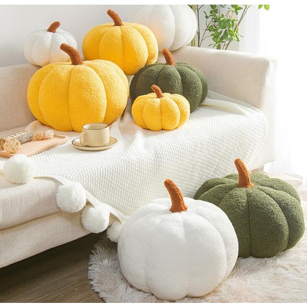 Färgglada pumpa plysch kudde julhändelse dekoration White 35cm