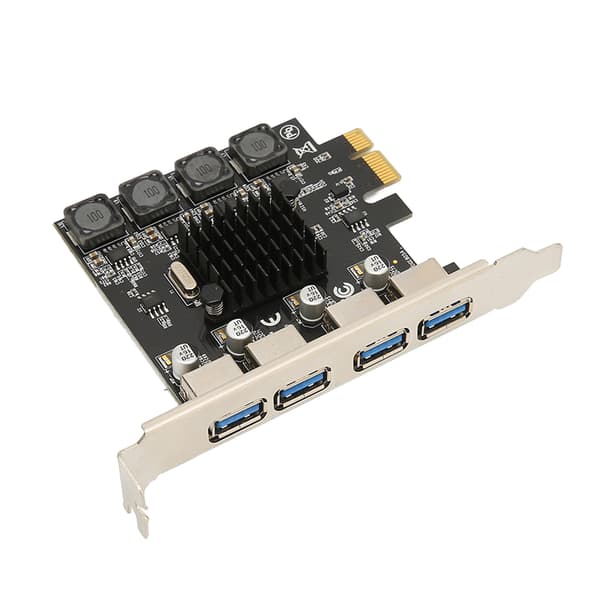 PCIe till USB 3.0 expansionskort 4 portar 5 Gbps höghastighets självdriven hubb för Windows Linux