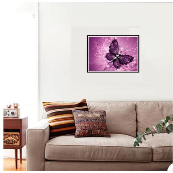 Violetti kukka perhonen diamond painting (40*30cm)