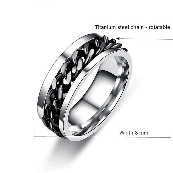 Rustfrit stål øl flaskeåbner Roterbar kæde finger ring smykke bar værktøj Black US 9
