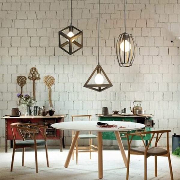 Lysekrone pendel industrielt geometrisk design metal lampeskærm 3 lampe E27 til køkken stue spisestue bedro