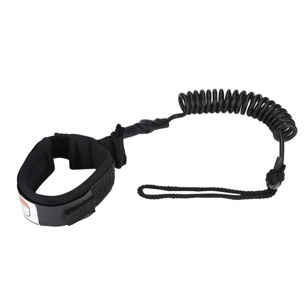 Coiled Surfbræt Leash 5mm Benline til Stand Up Paddle Board Sort