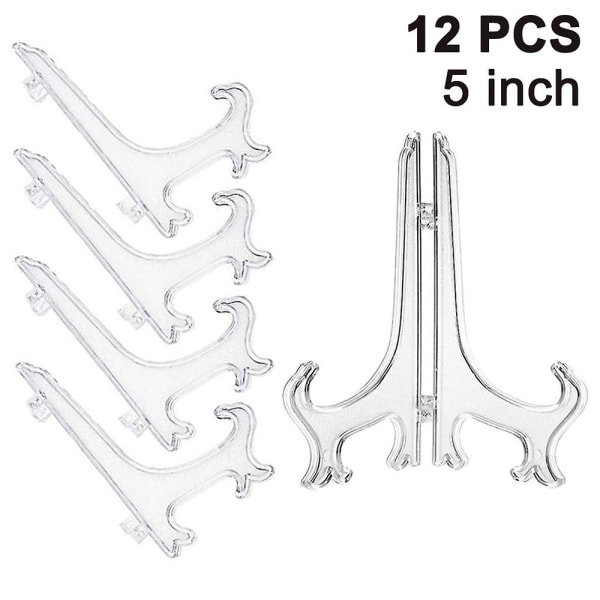 Piao Transparent 5 Tommer 12 stykker Plast staffelier Tallerkenstativer, tallerkenstativer, foldeplader, display stativer til præsentation af samleplader, B