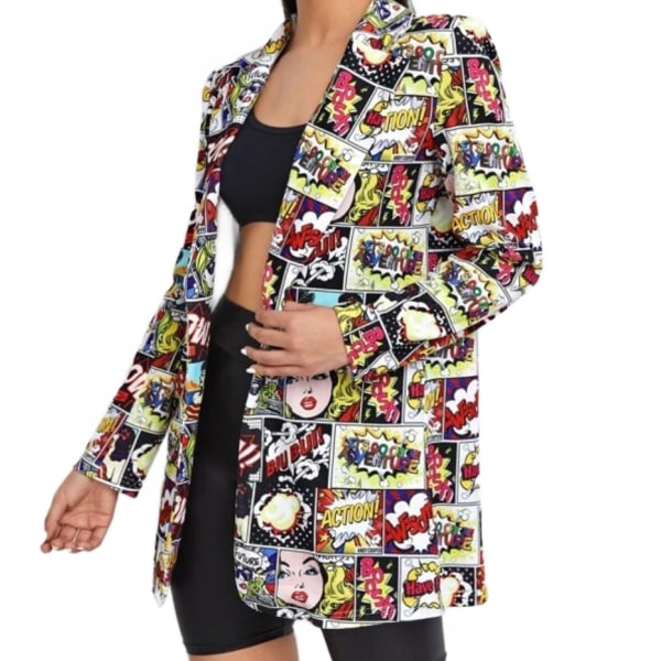 Naisten printed bleiseri khaki S