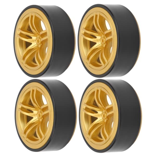 4 stk. 1/10 skala RC Driftbil Plastfelger med gummidekk gull