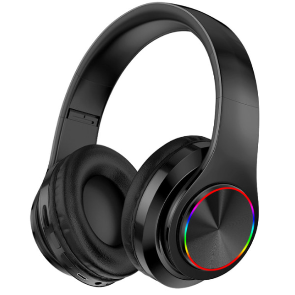 Taitettava kuulokekortti langattomalle subwooferille valaistu Bluetooth kuuloke (musta)
