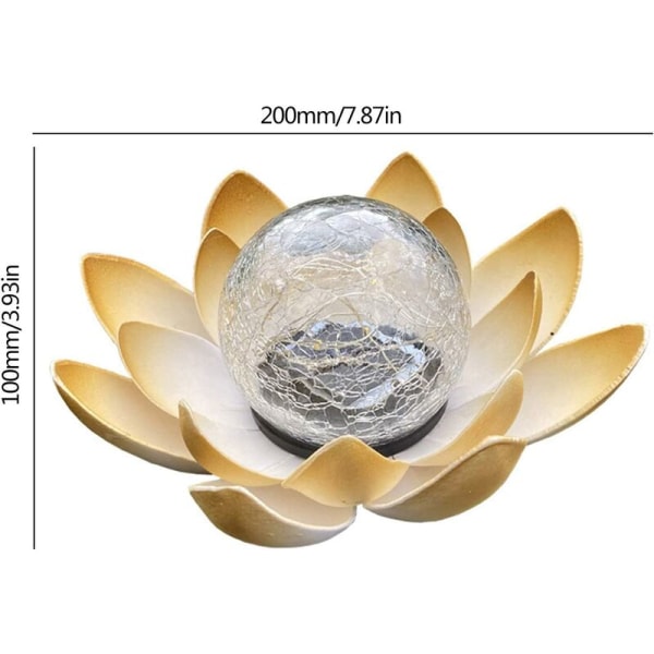 Gyldne gule kronblade varme gule lys lampe perler solar lampe kreativ crack ball gylden lotus begravet lampe lotus form, f