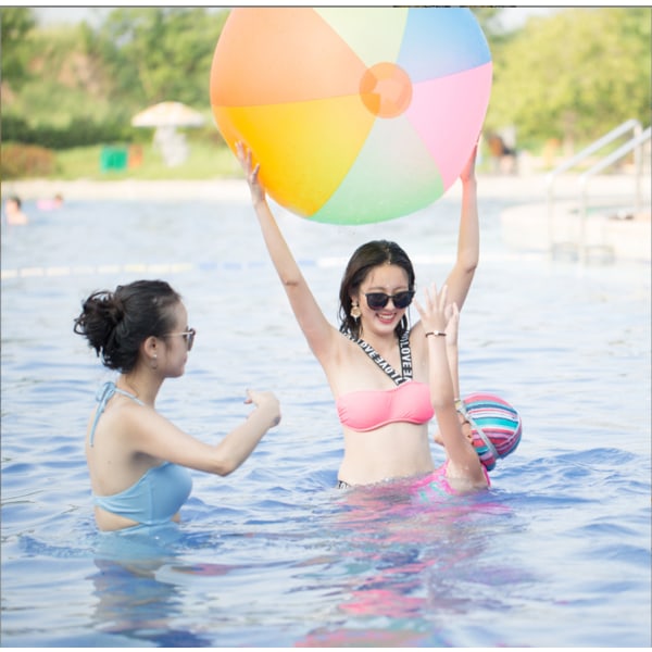 Överdimensionerad färgglad regnbåge uppblåsbar boll för barn uppblåsbar badboll 80 cm pool gräsmatta utomhus leksak spelboll