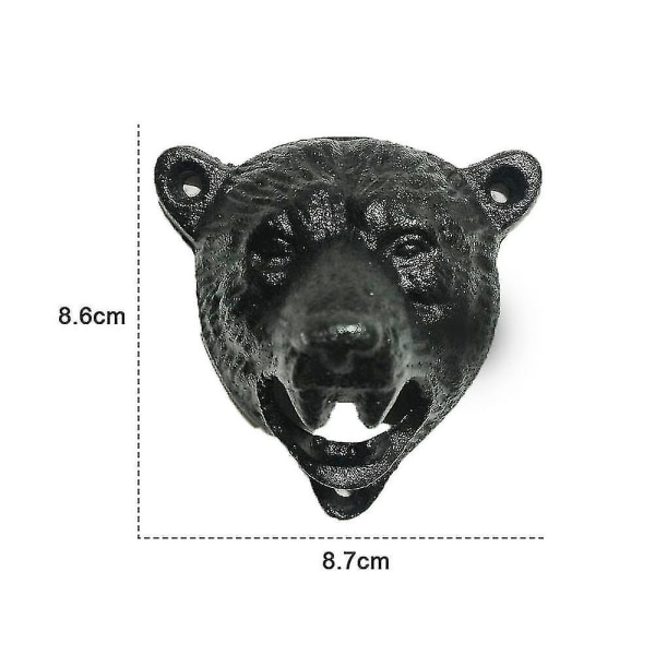 Valurautainen seinäteline Grizzly Bear Hampaiden purentapullonavaaja (musta)