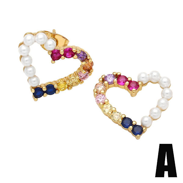 Örhängen Vintage Zircon Heart Stud Modesmycken Ac8554 A