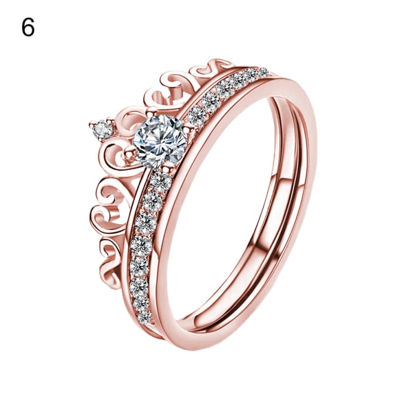 Legering Ring Solid Avtagbar Krona Avtagbar Krona Dam Ring För Bröllop Rose Gold US 9