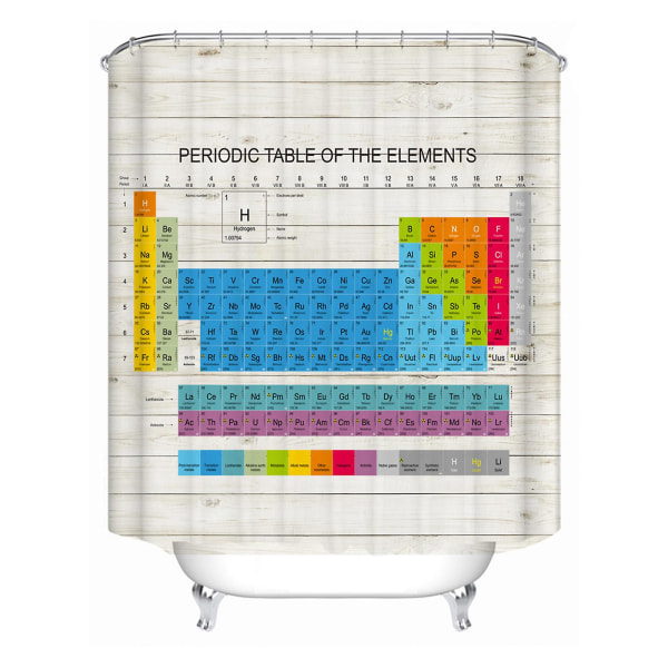 Periodic Table vedenpitävä polyesteri suihkuverho Periodic Table 2 165cmX180cm