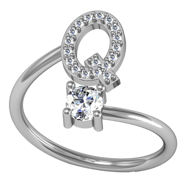 Ring Justerbar Open End Koppar Brev Kvinnor Finger Smycken För Dejting Q