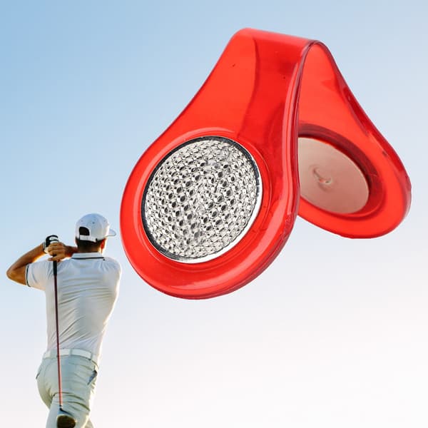 Rød Magnetisk Golfballmarkør i Rustfritt Stål Hattklips Multifunksjonelt Golftilbehør
