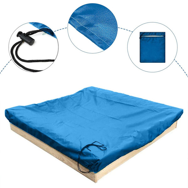 Cover, fyrkantigt cover för sand och leksaker borta från damm och regn, sandlådetak med dragsko, sandlådas cover