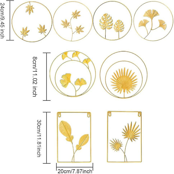 Gyldne jernvægskulptur i form af et Gingko-blad, Ahornblad, Skildpaddeblad, Palmeblad, Cannablad