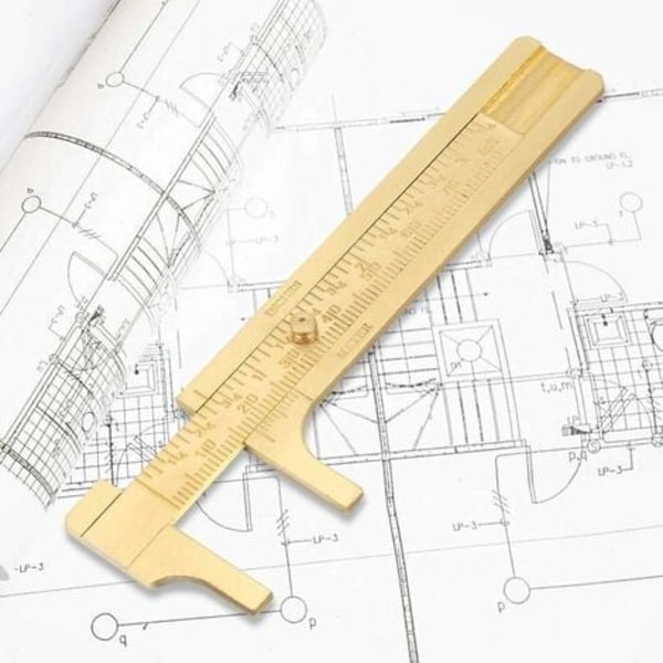 Vernier Caliper Messing Pocket Lineal Mini Skydeskyde Caliper Kobberlegering Dobbelt skala til måling af ædelstene Ædelstene og smykker 10 cm