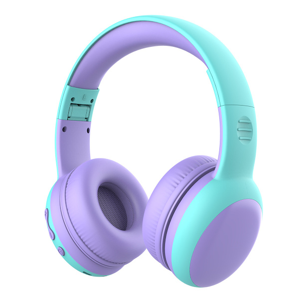 Bluetooth barnhörlurar med 85dB begränsad volym, trådlösa Bluetooth hörlurar för barn Purple