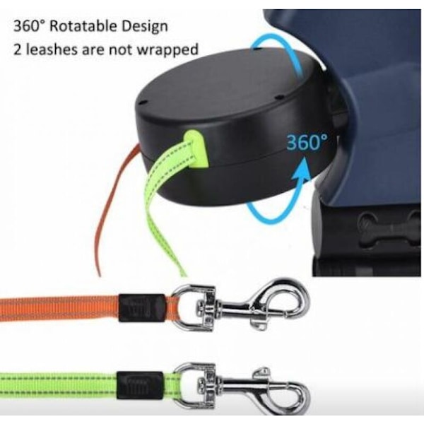 Pet One Tow Two Pull Rope Automatisk tilbagetrækkeligt reb Velegnet til små og mellemstore hunde (blå)