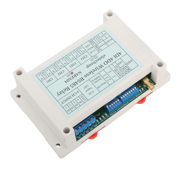 4-kanals trådløst relæmodul 4DI 4DO 433MHz RS485 transceiverrelæ med antenne DC 24V