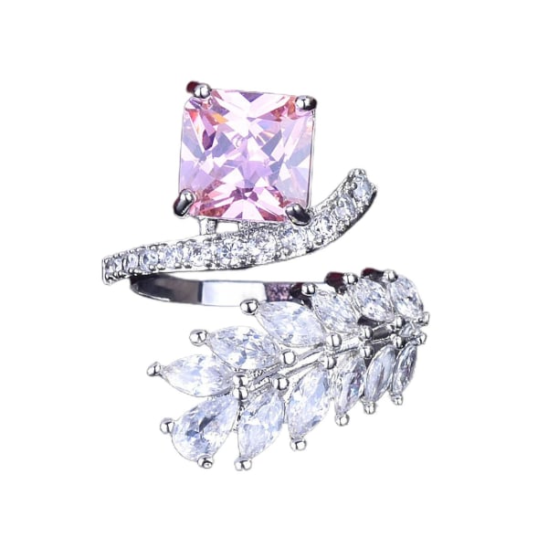 Kvinder Ring Bladform Justerbar åbning Smykker Modeudseende Udsøgt fingerring til bryllup Pink