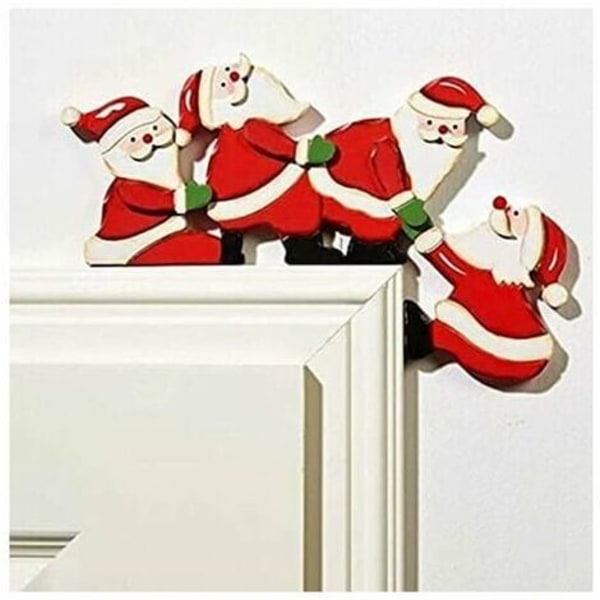 Juldekorationer för dörrkarmar, roliga jultomten dekorationer av trädörrkarmar, Hemmafestbordsscen Decoration Pro