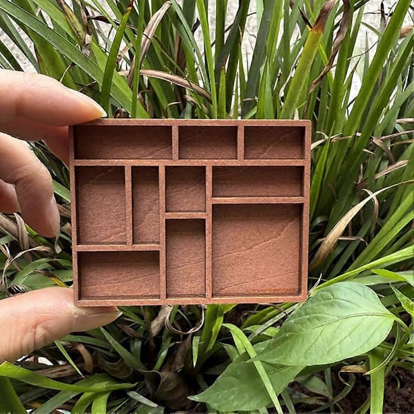 Smyckesställ i trä i miniatyr, förvaringsbricka för smycken och malmprover E