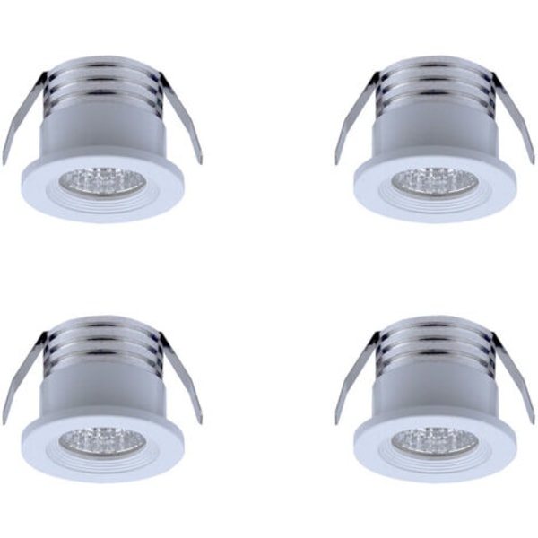 Set med 4 mini infällda LED-spotlights, 3 W, kallvitt ljus Vit