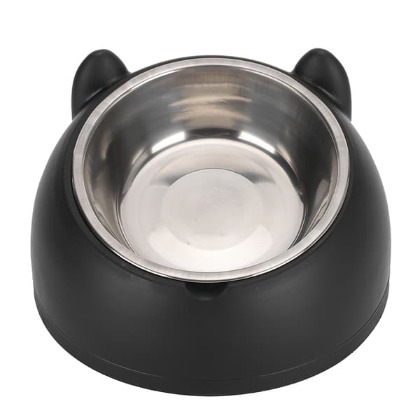 Rustfrit stål kat hund vand madskål skridsikker sort