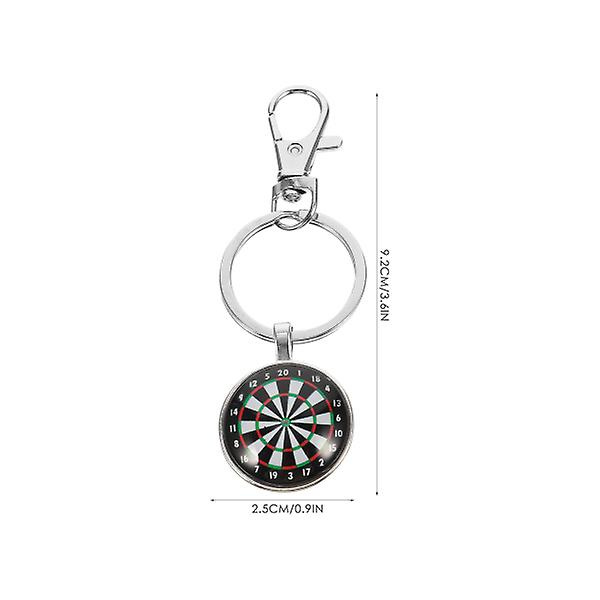 2st Retro Glasnyckelringar Dart Target Nyckelhållare Hänge Silver Legering Nyckelringar Present Hantverk Ornament