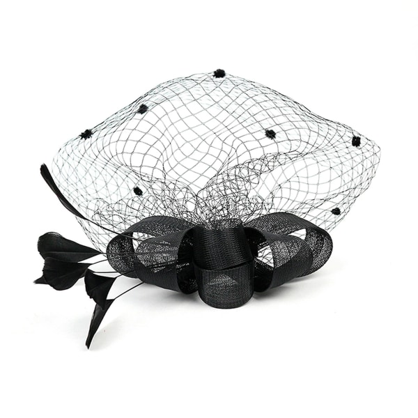 Faux Feather Net Garn Hatt Enfärgad Fascinator Bröllop Tea Party Huvudbonader Hårprydnad för Black Orange