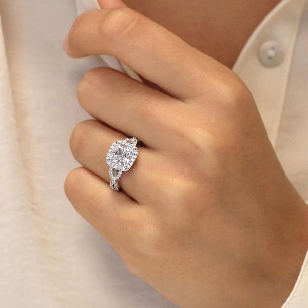Luksus kvinder prinsesse cut Cubic Zirconia bryllup forlovelsesring smykker gave US 7