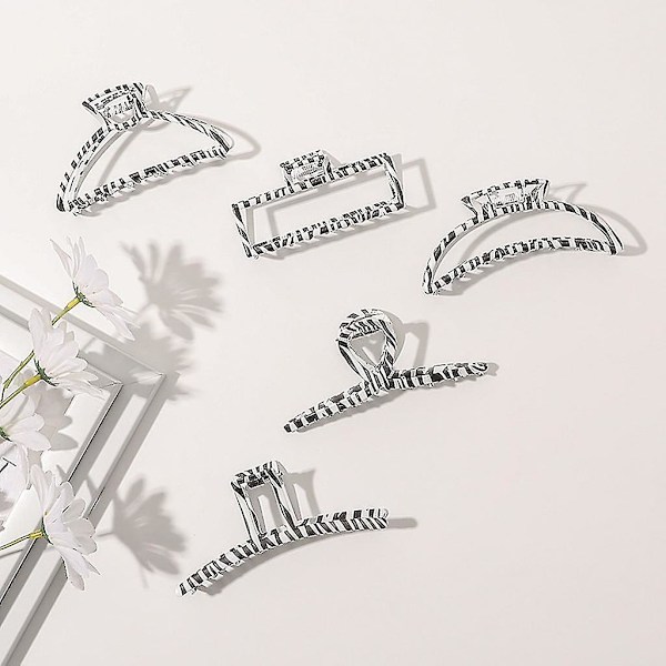 Ruudullinen hiusklipsi Liukumaton Zebra Hollow Out Hair Claw Geometry Leoy Barrette A1