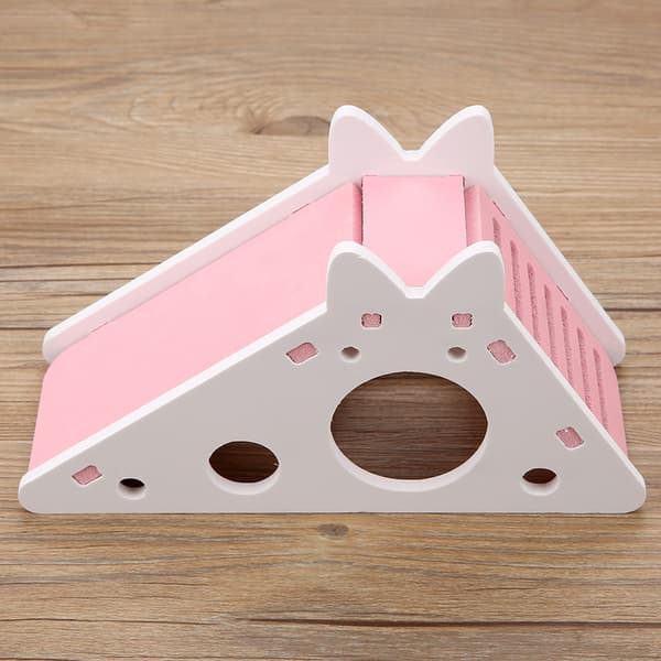 Træ Hamsterhus Hvile Rede Samling Klatrestige Lille Kæledyr Motion Legetøj (Pink)