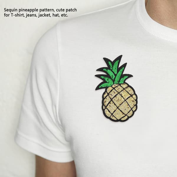 Ananas stoflapper - Sæt med 3 - Sy/stryg på - DIY pyntedekoration til tasker og tøj
