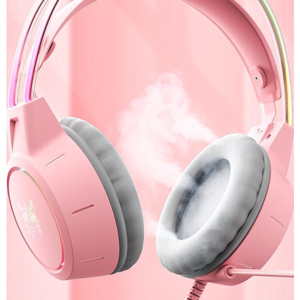 Oplyst kablet gaming-headset (pink)