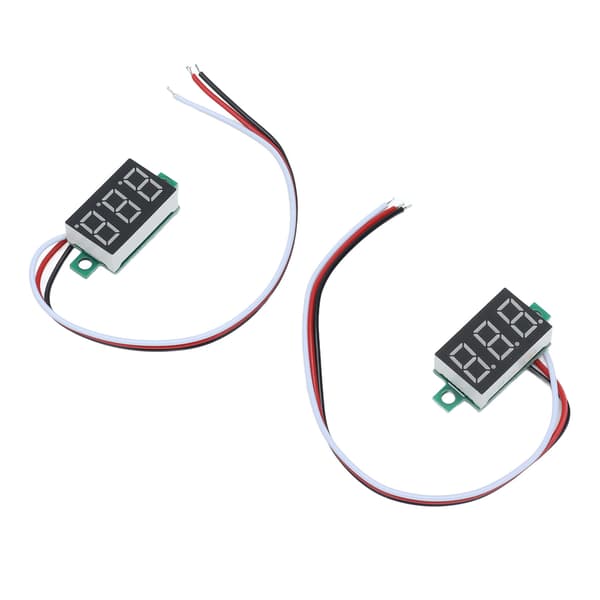 Mini digital voltmeter - 2 stk 0,36 tommer LED DC spændingstester, 3 ledninger, 0,00V-30,0V, beskyttelse mod omvendt tilslutning
