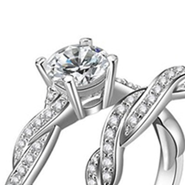 2st/ set Dam Ring Cross Design Dekorativa Smycken Tillbehör Strass Inlagd Ring För Bröllop US 6