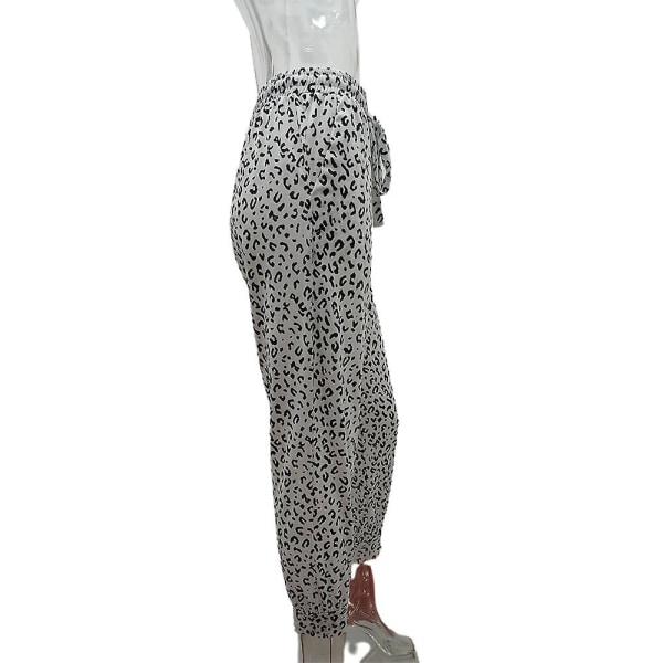 Stretch-leopardtræningsbukser med snoretræk til kvinder Grey L