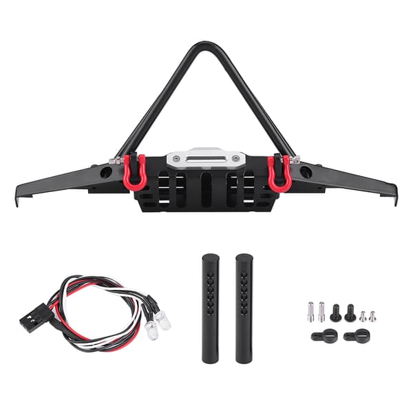 RC Crawler Stål Frontfanger med LED-lys for Axial SCX10 90046 Fjernkontrollbil