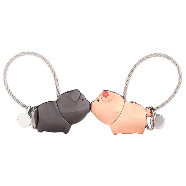 2kpl Ihana magneettinen suuteleva eläin possu pariskunta avaimenperä avaimenperä hääpäivänä ystävänpäivänä
