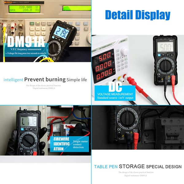 Høy presisjon Mini Digital Multimeter 9999 Tellinger Multi Meter - DM91A