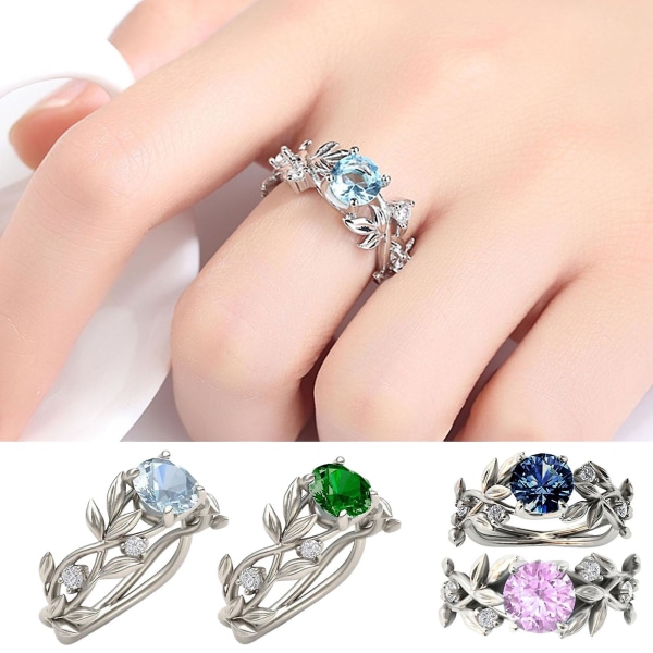 Kvinder Ring Blomster Design Alle Match Tilbehør Mode Sød Rhinestone Vielsesring Til Fest Pink US 9