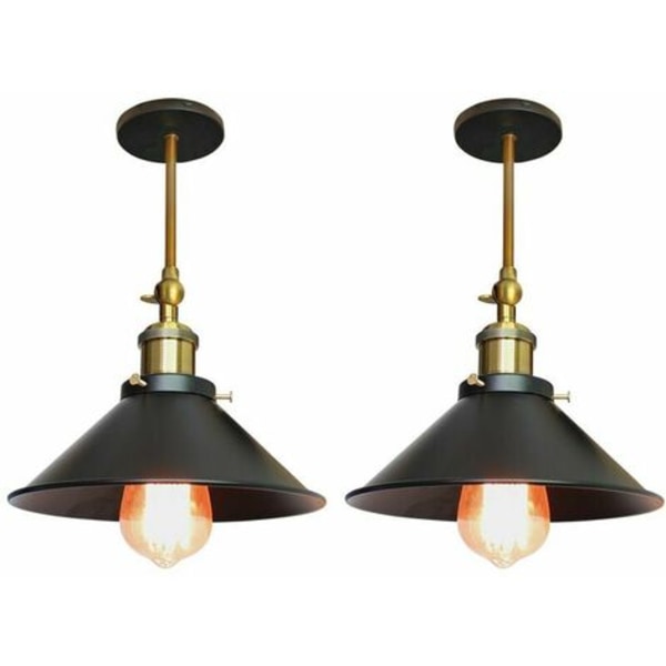 Sæt med 2 Retro industrielt loftslys Paraplyhat i metalstil 22 cm Pendellampe, lampe Væglampebelysning E