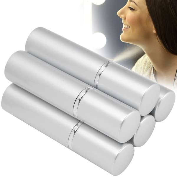 Påfyllningsbar Parfymsprayflaska i Aluminium Bärbar Tom Parfymatomizer 10ml 5-pack Silver